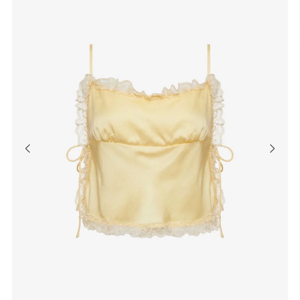Rumored Yellow Lace Trim Tank Top
